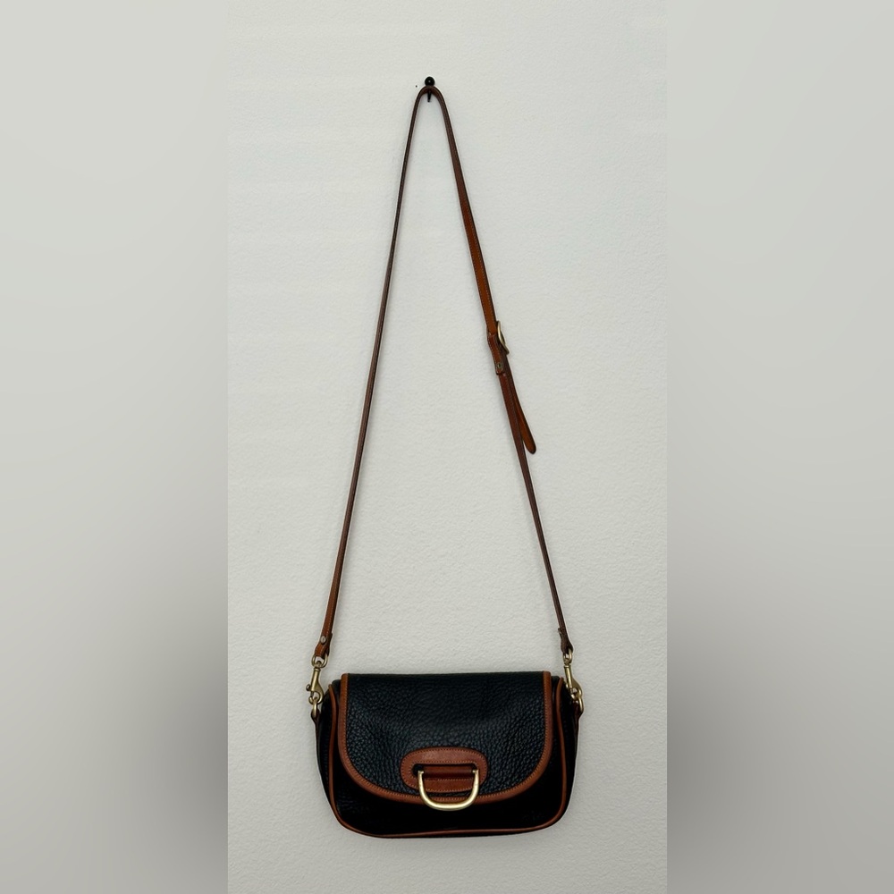 Vintage Dooney & Bourke Porthole Clutch Brown Leather Crossbody 1980’s Purse